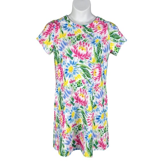 Kaeli Smith M Floral Mirage Shift Dress Pockets UPF 50+ Vacation Golf Beachy Art - Picture 1 of 16